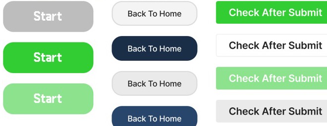 Default, active and disabled button states