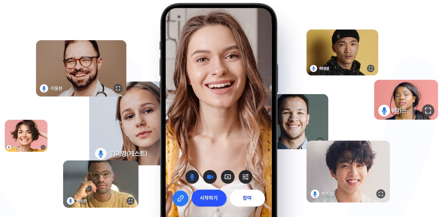 Collage of video-call English conversation app screens