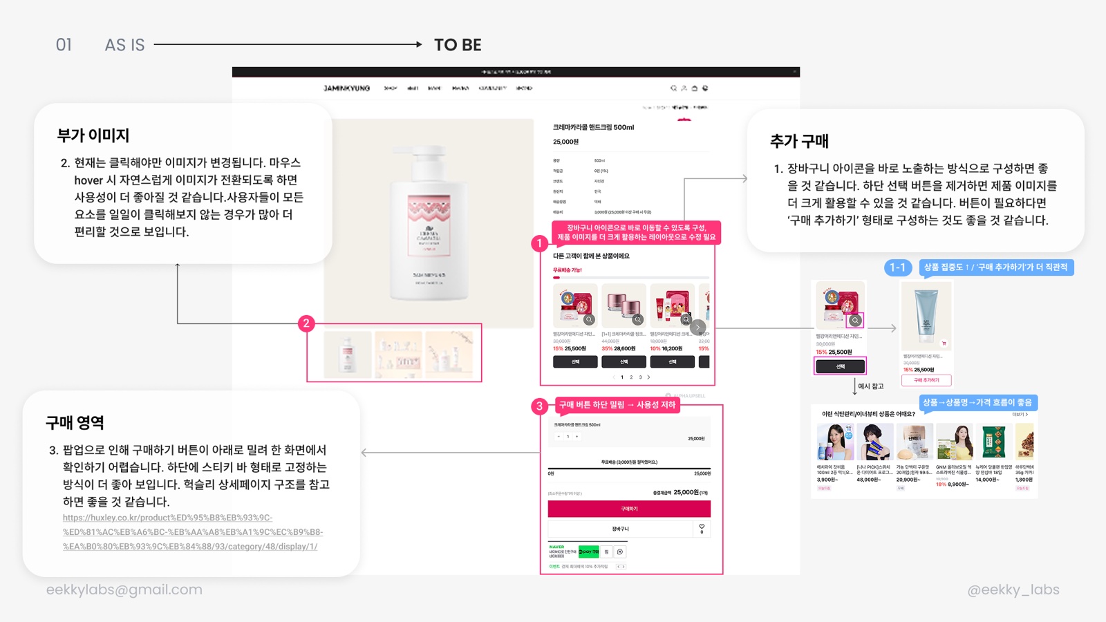 Product detail buy area, as is and to be
