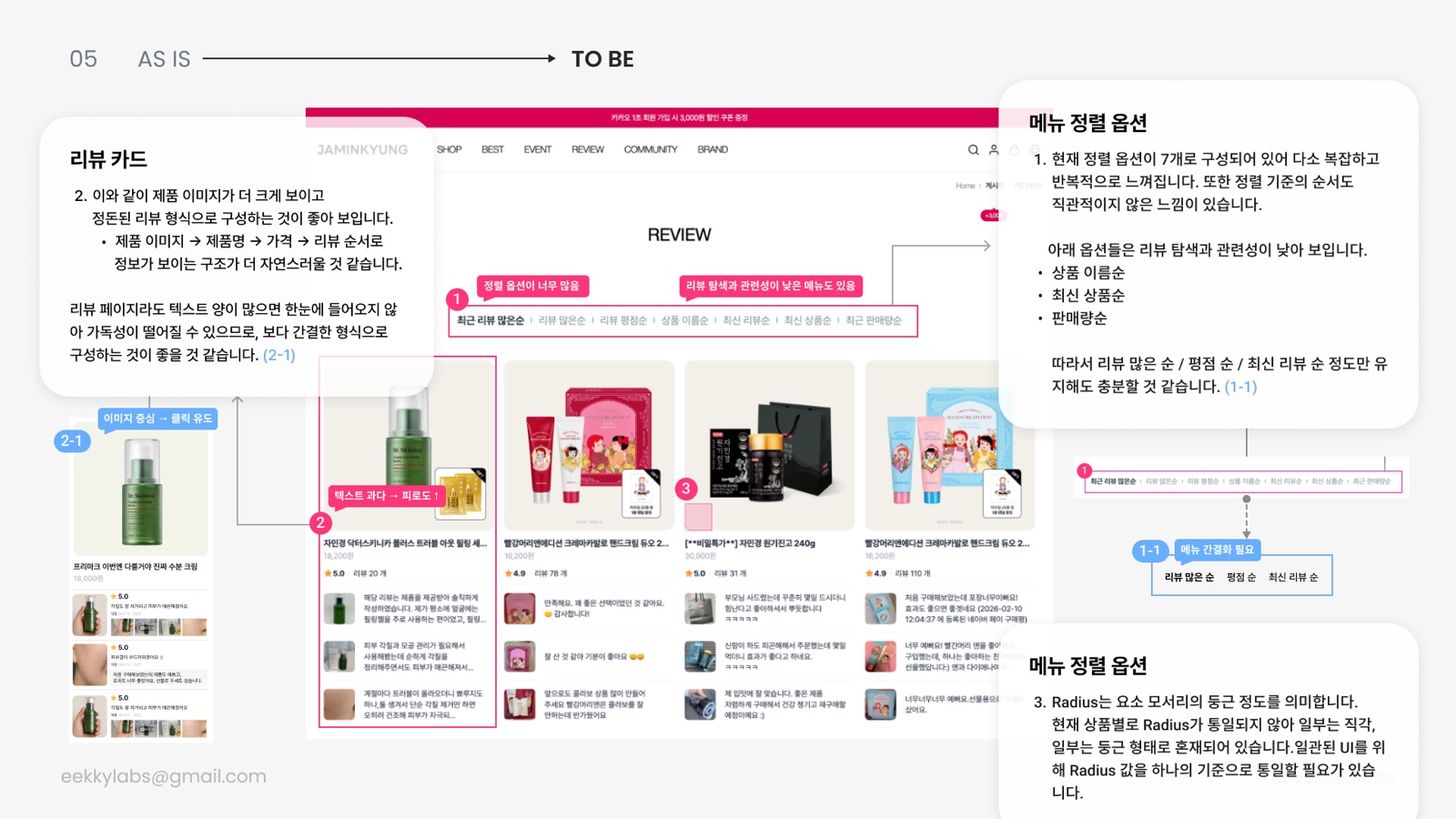 Review page, as is and to be